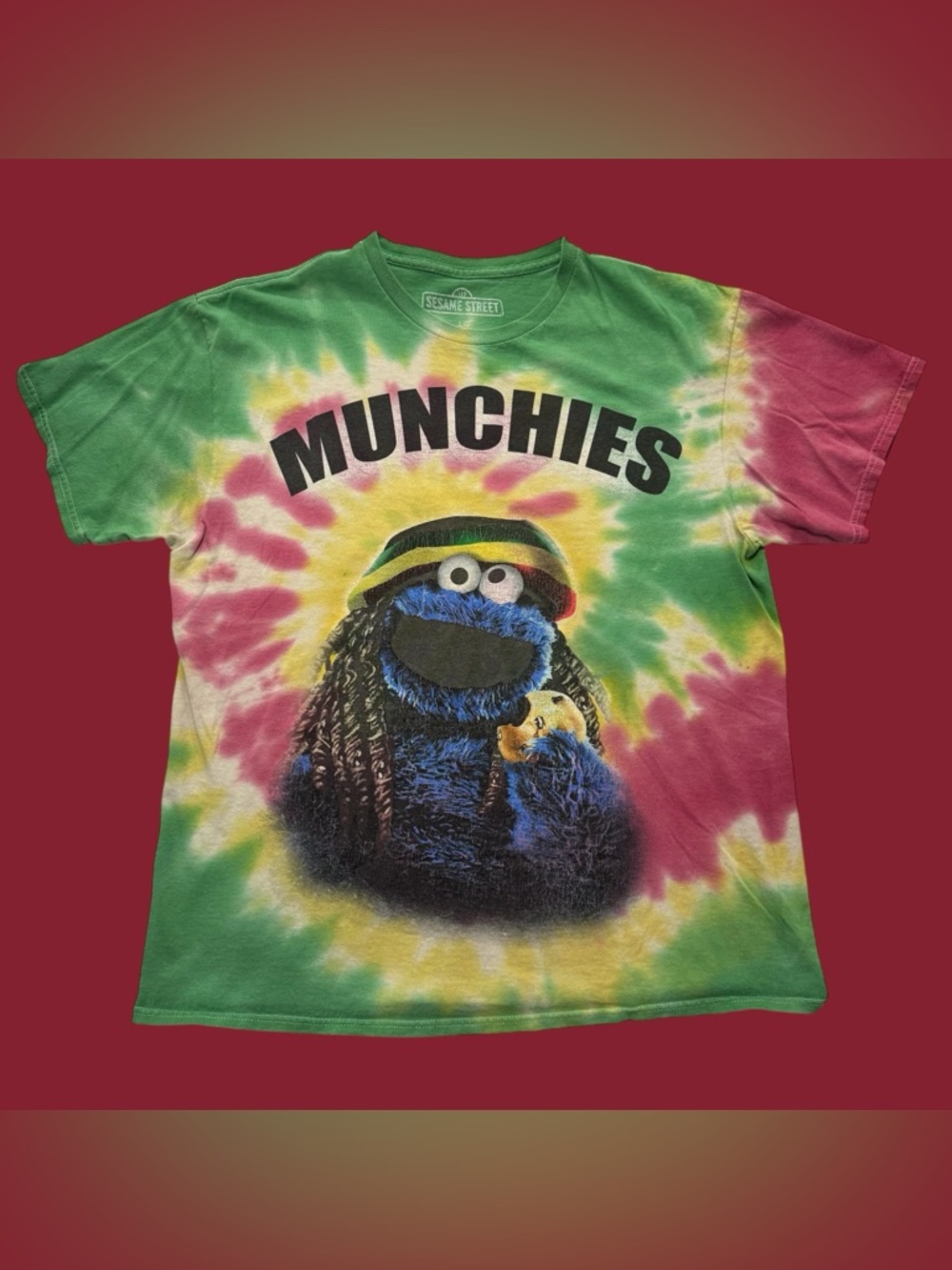 Retro Cookie Monster Munchies Rasta Tie-Dye Tee